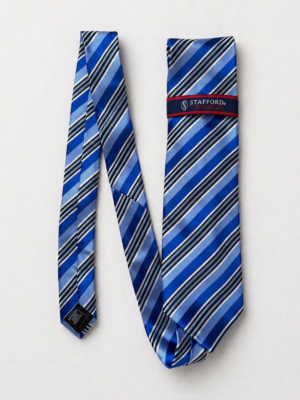 Stafford Performance Blue Striped Mens Tie Necktie Stain Resistant NWT One Size